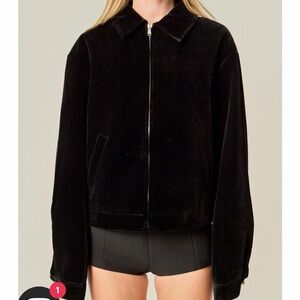 English Factory Women's Black Velvet Jacket/Bomber- NWT never worn